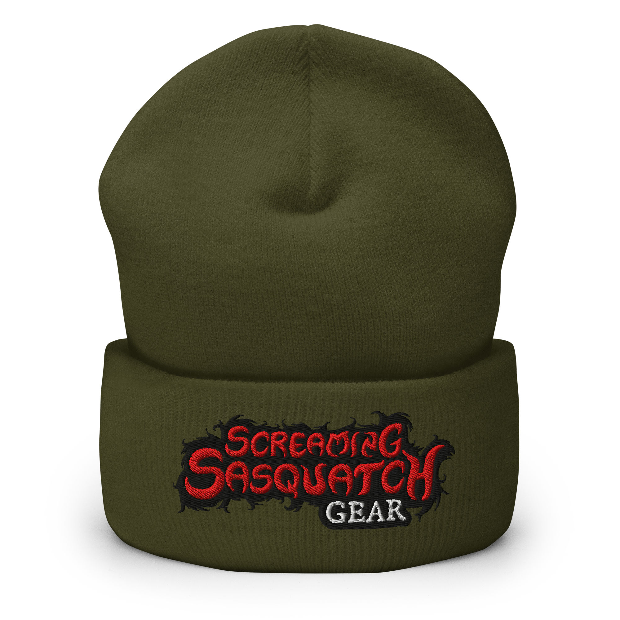 Screaming Sasquatch Beanie Olive