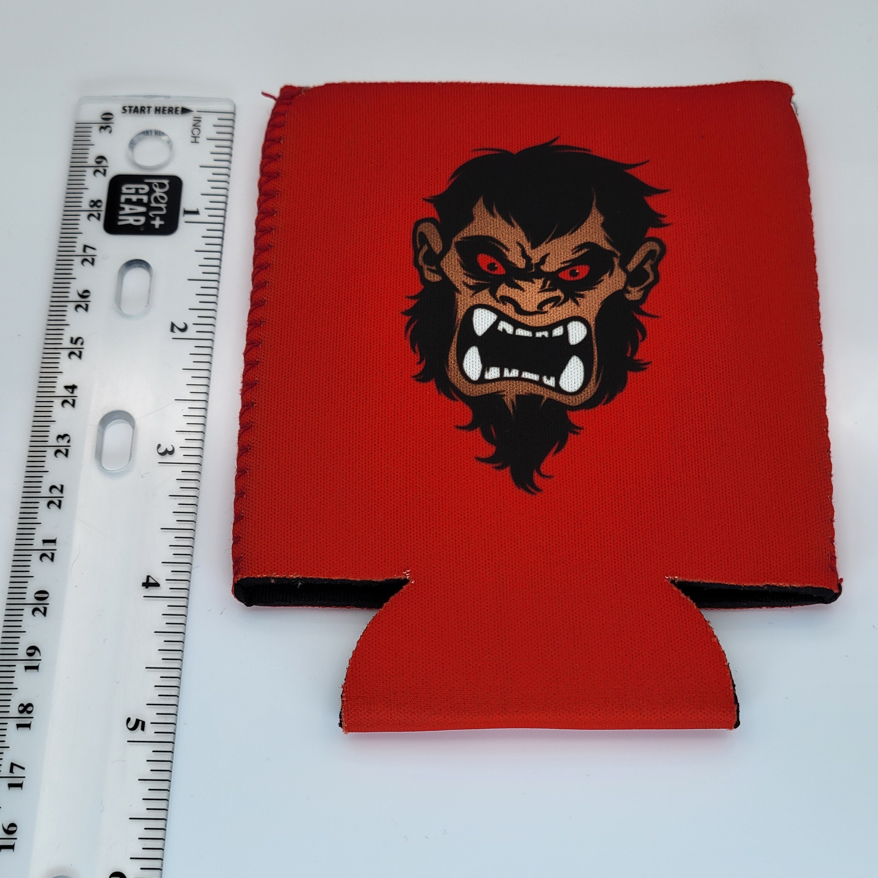 Screaming Sasquatch Can Cooler Sleeve Mascot Flat