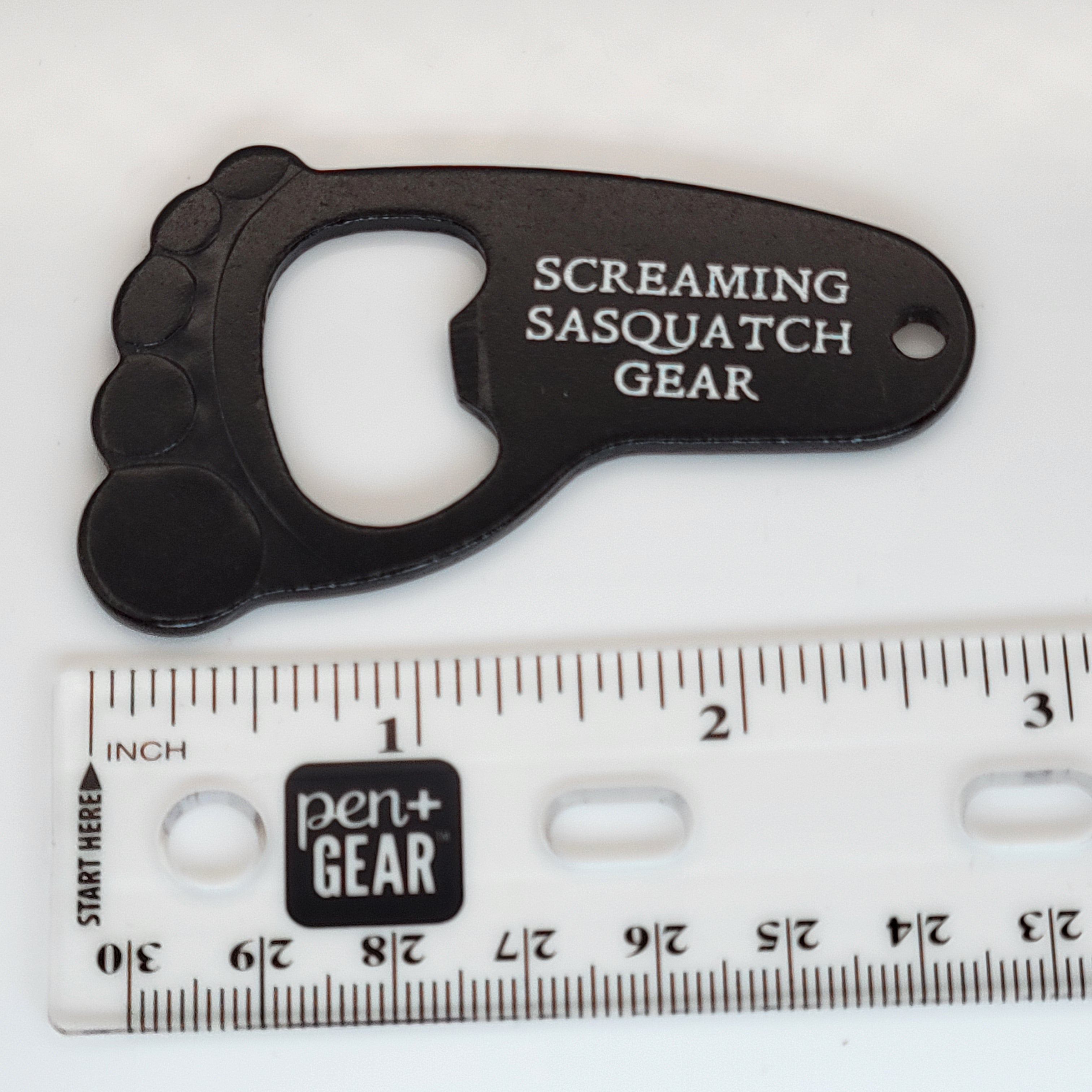 Screaming Sasquatch Foot Keychain Black w Ruler