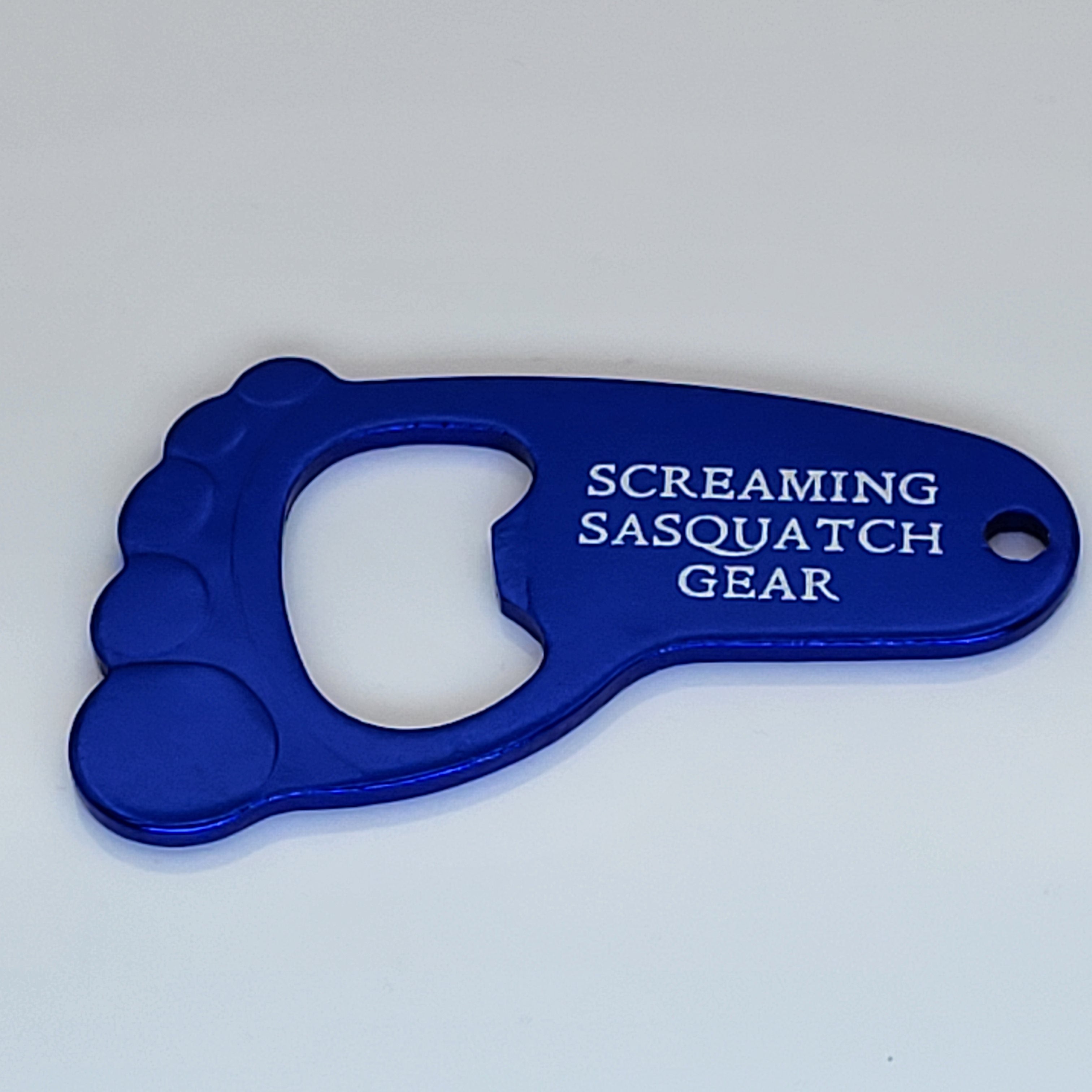 Screaming Sasquatch Foot Keychain Blue