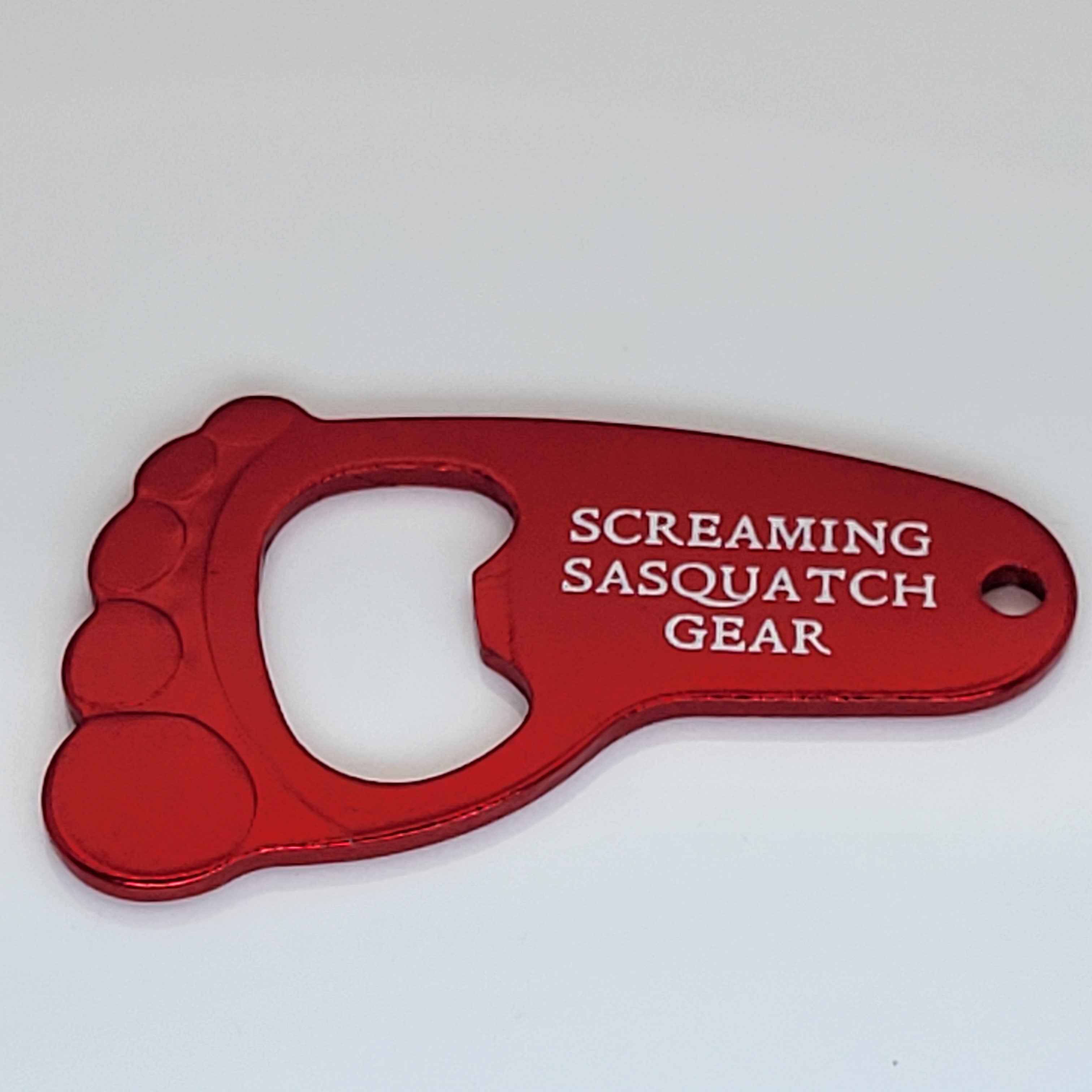 Screaming Sasquatch Foot Keychain Red