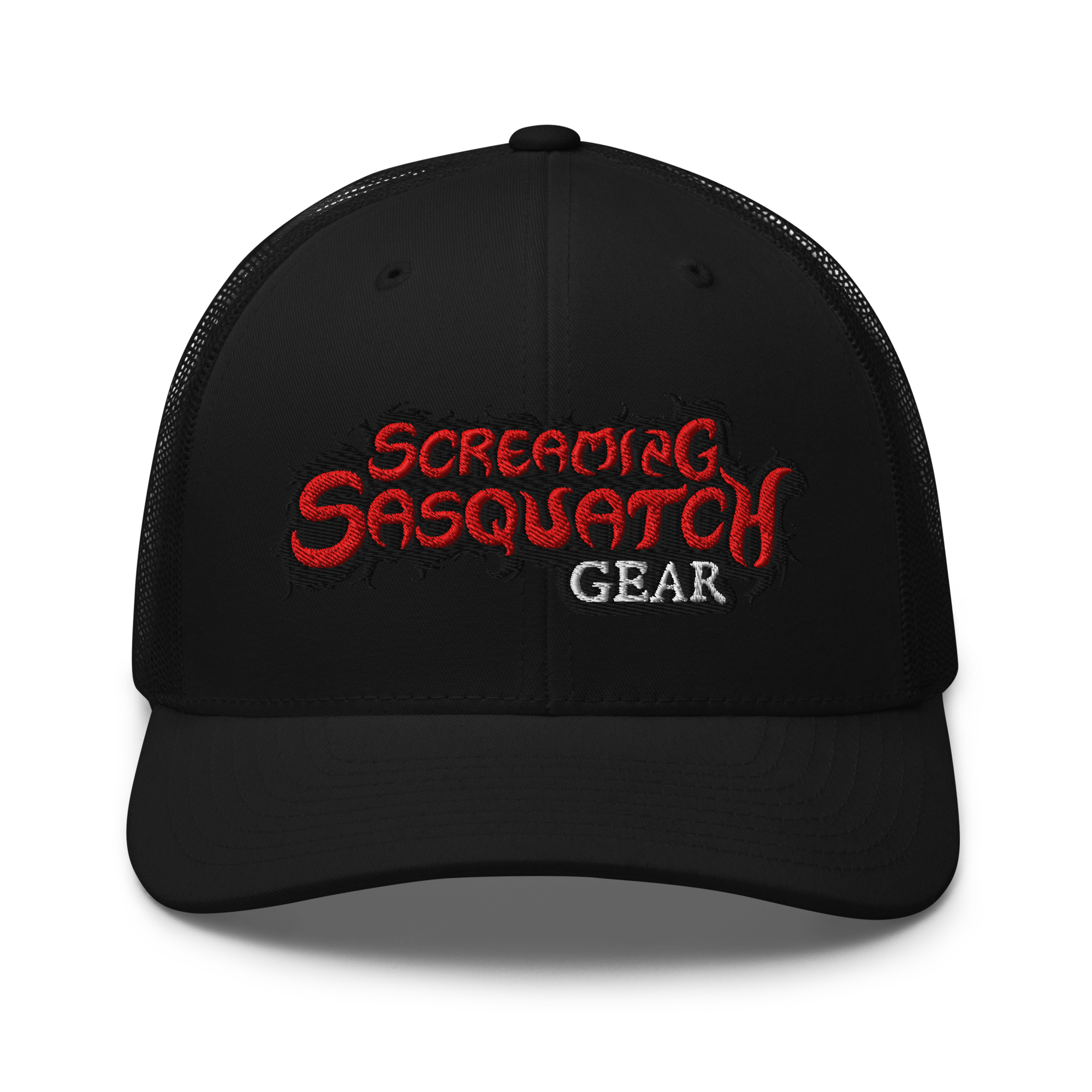Screaming Sasquatch Hat Black on Black Front