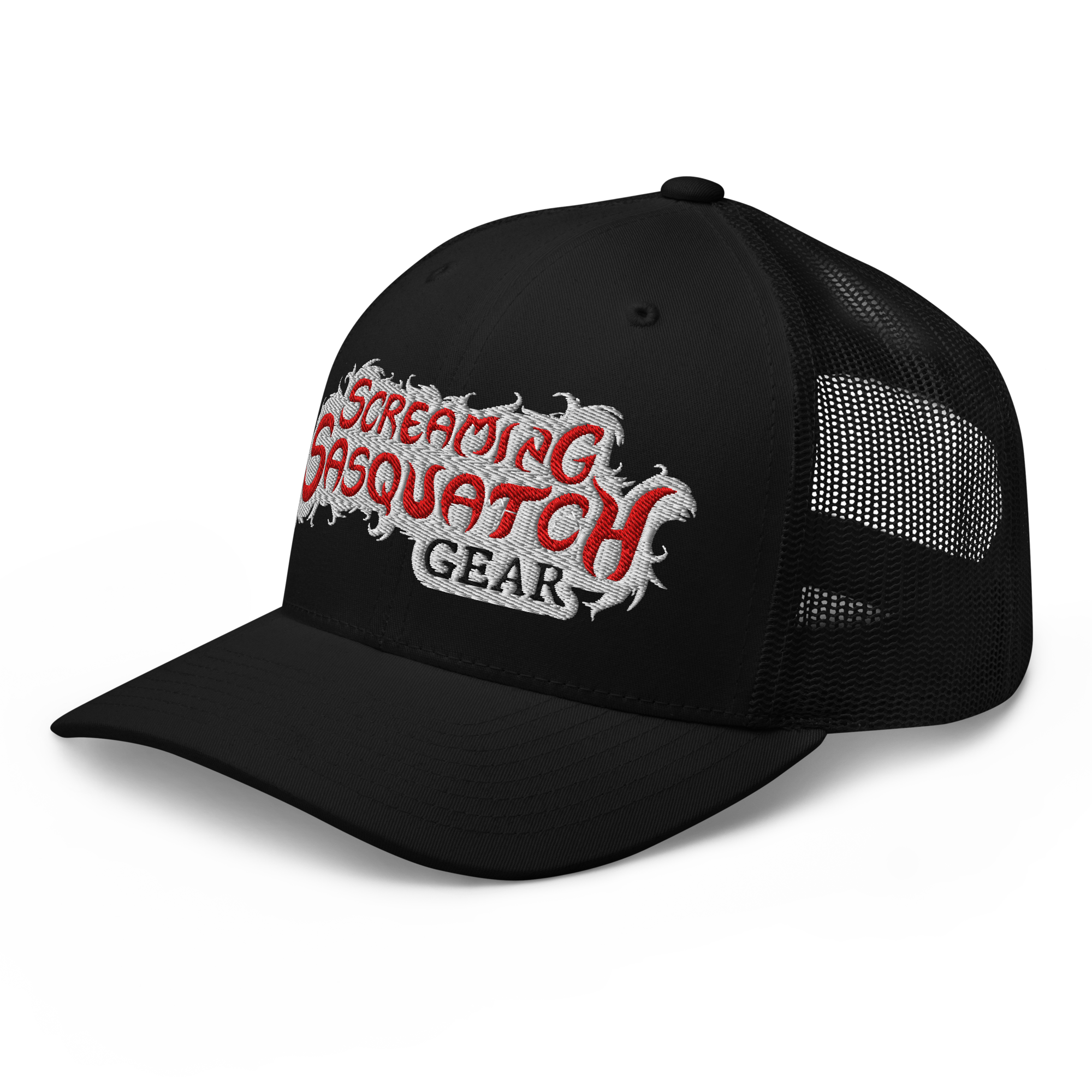 Screaming Sasquatch Hat Gray on Black Side
