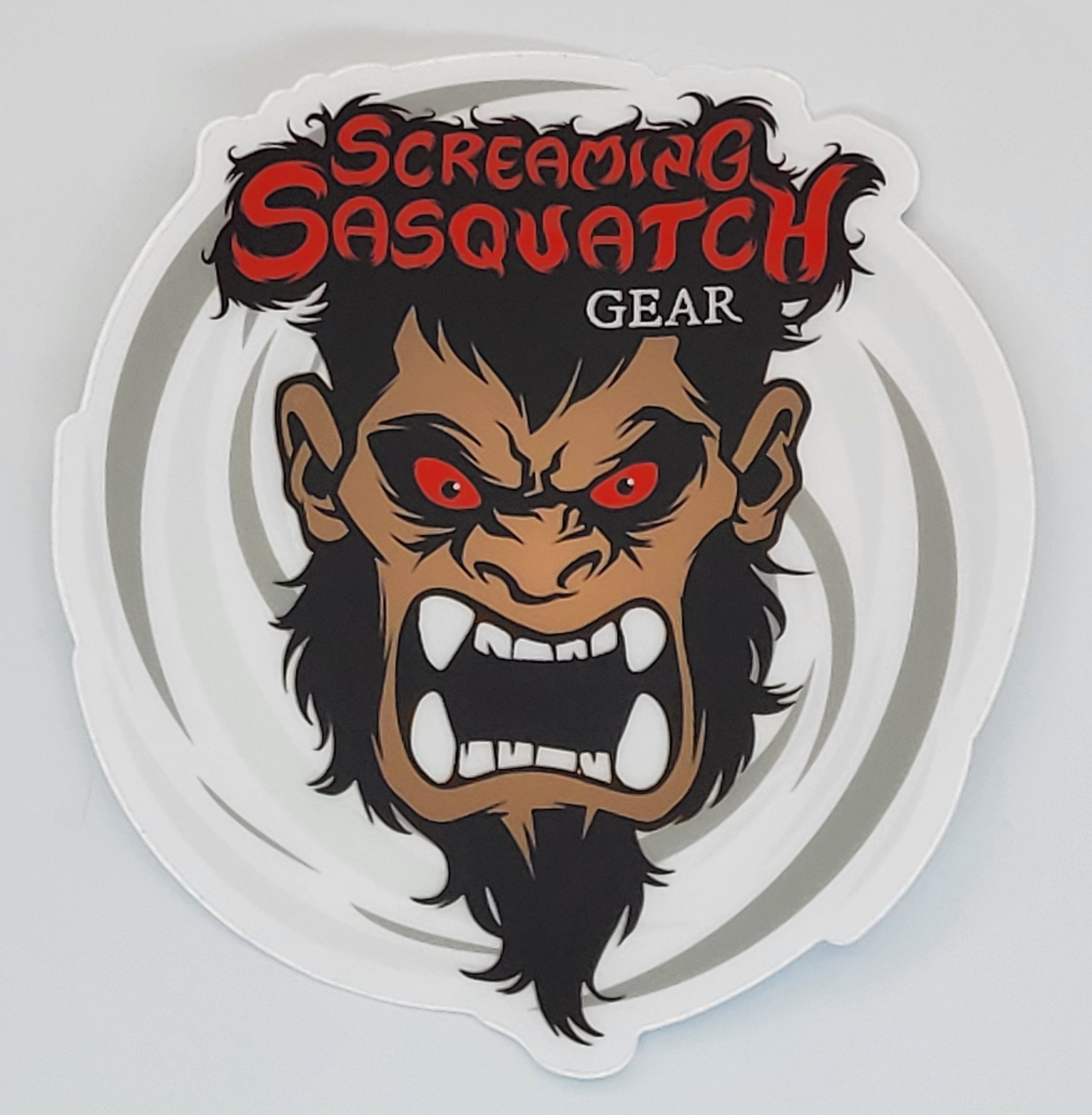 Screaming Sasquatch Mascot Swirl Sticker
