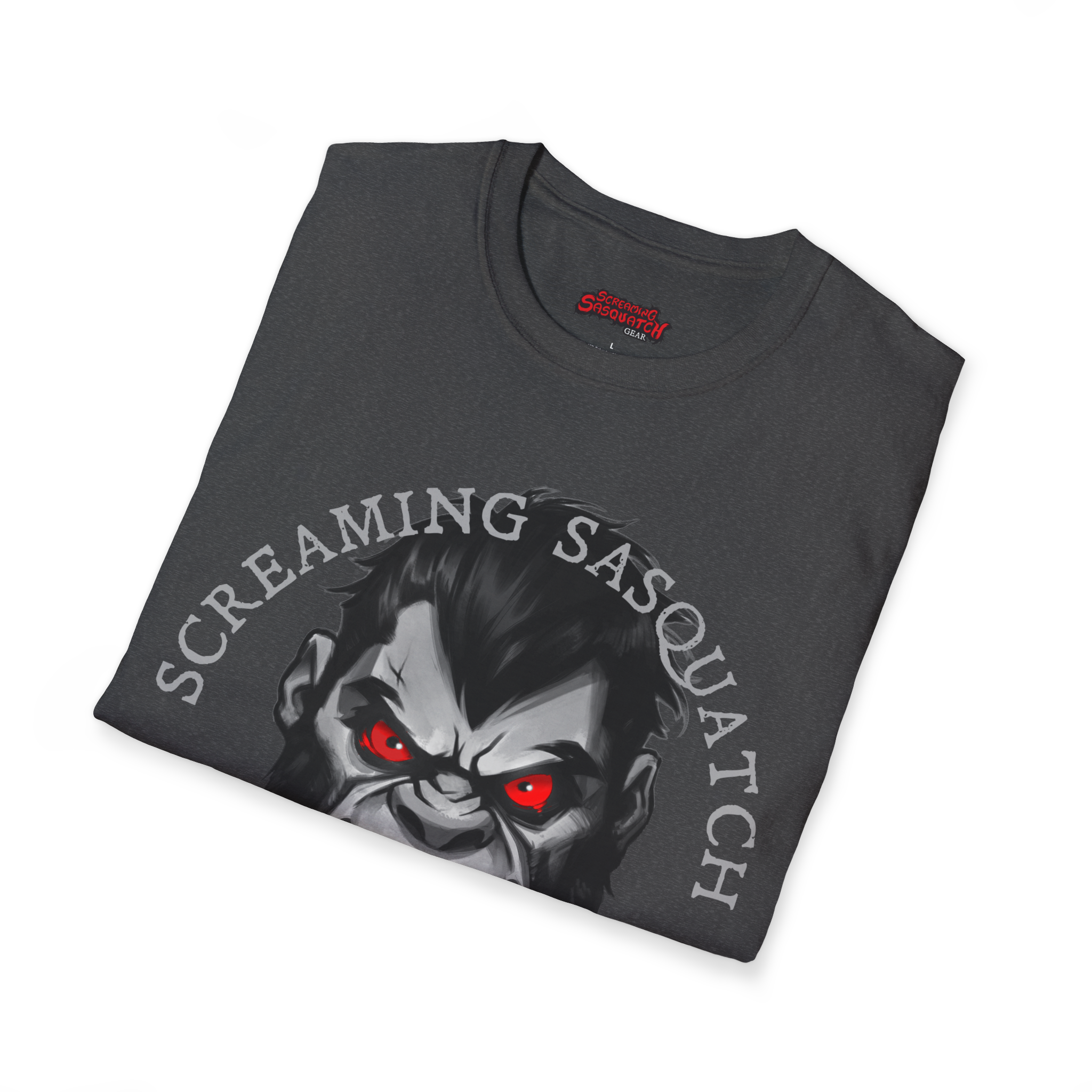 Screaming_Sasquatch_T-Shirt_Est_2024_Dark_Heather_Folded