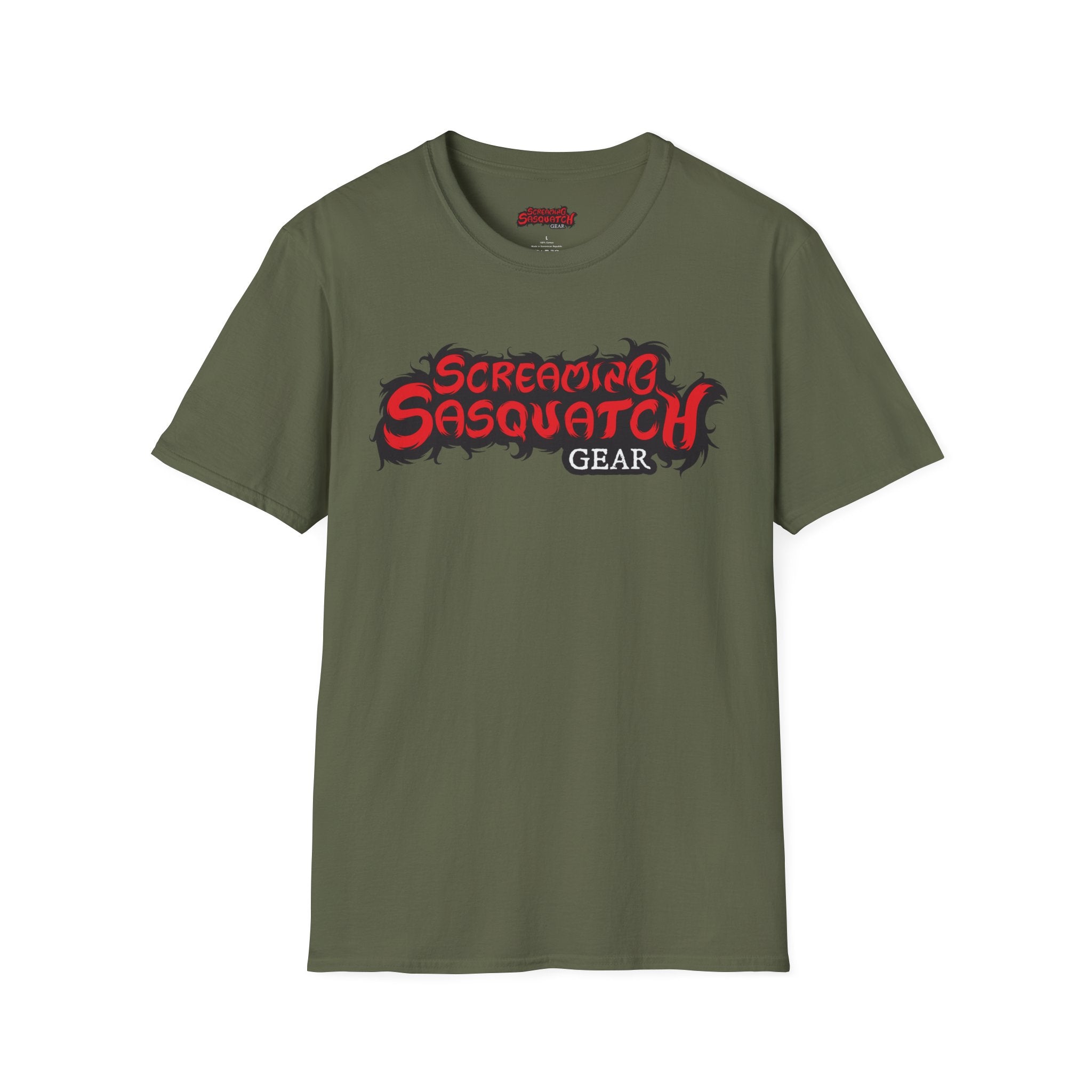 Screaming Sasquatch T-Shirt Logo Olive Front