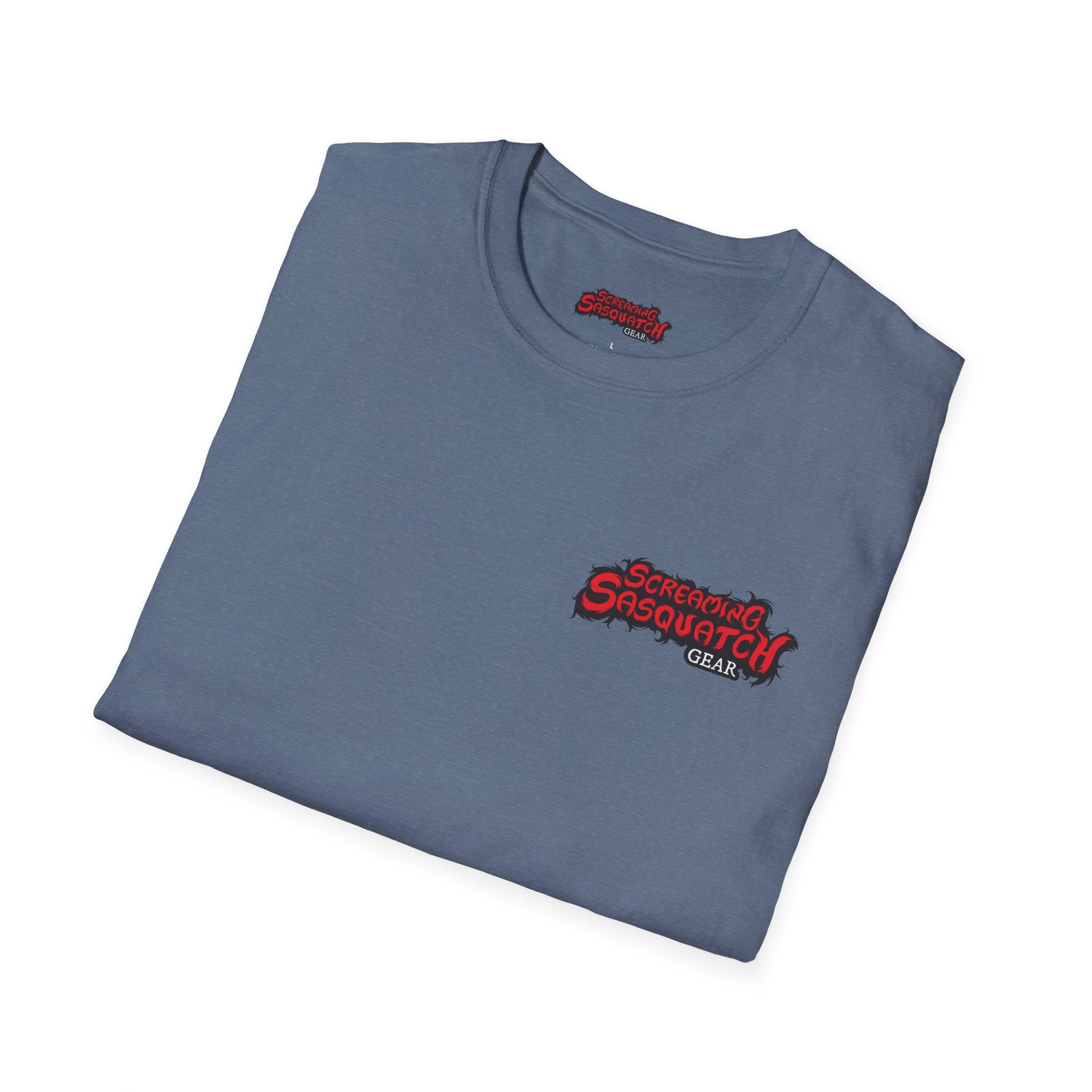 Screaming Sasquatch T-Shirt Loud Proud Blue Folded