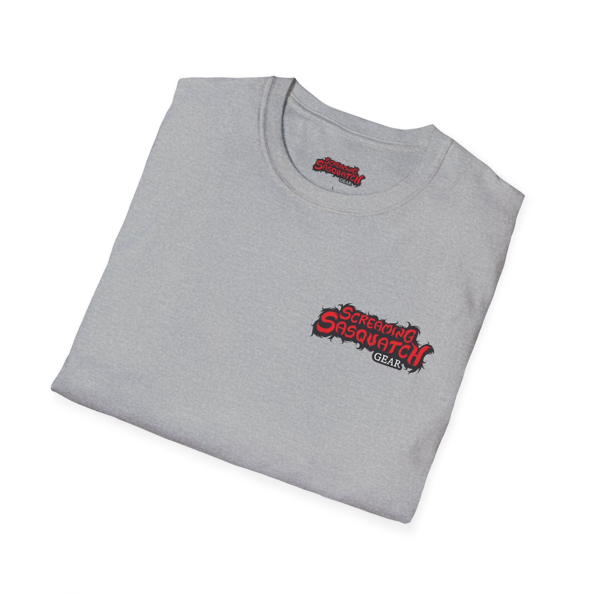 Screaming Sasquatch T-Shirt Loud Proud Grey Folded