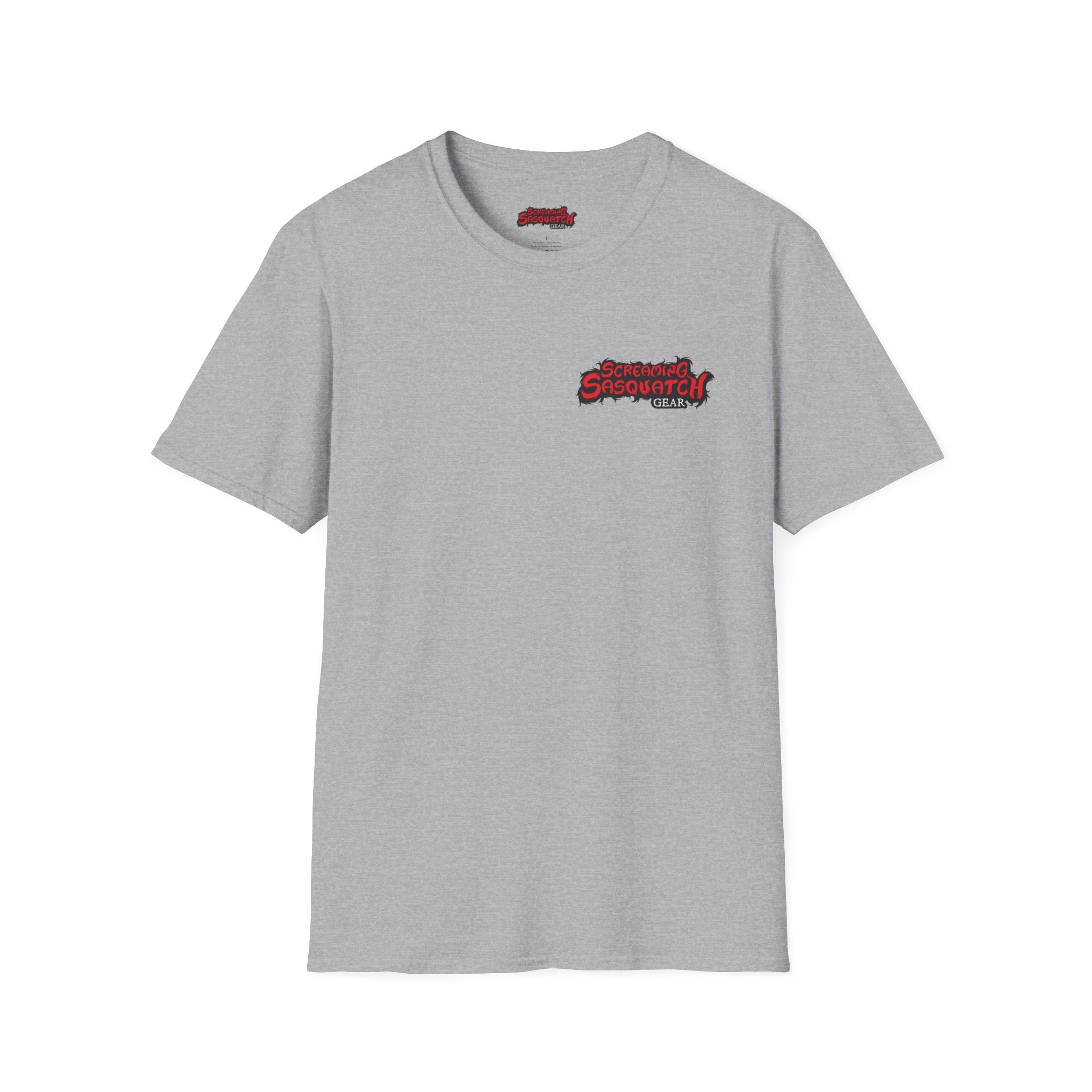 Screaming Sasquatch T-Shirt Loud Proud Grey front
