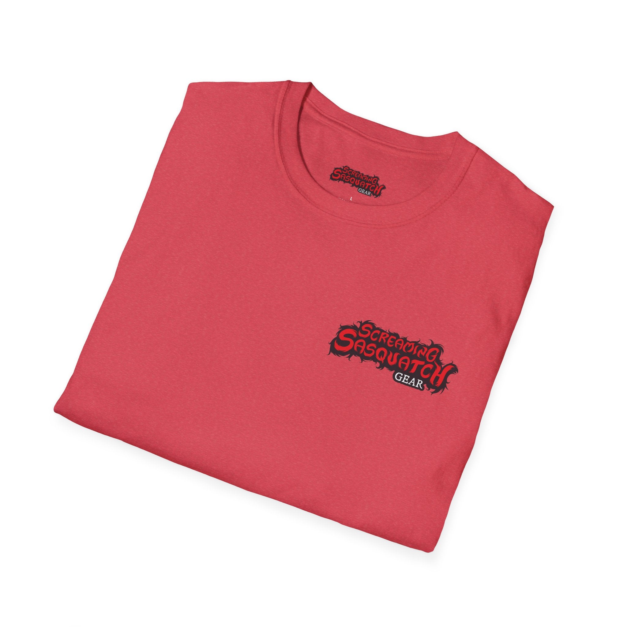 Screaming Sasquatch T-Shirt Loud Proud Red Folded