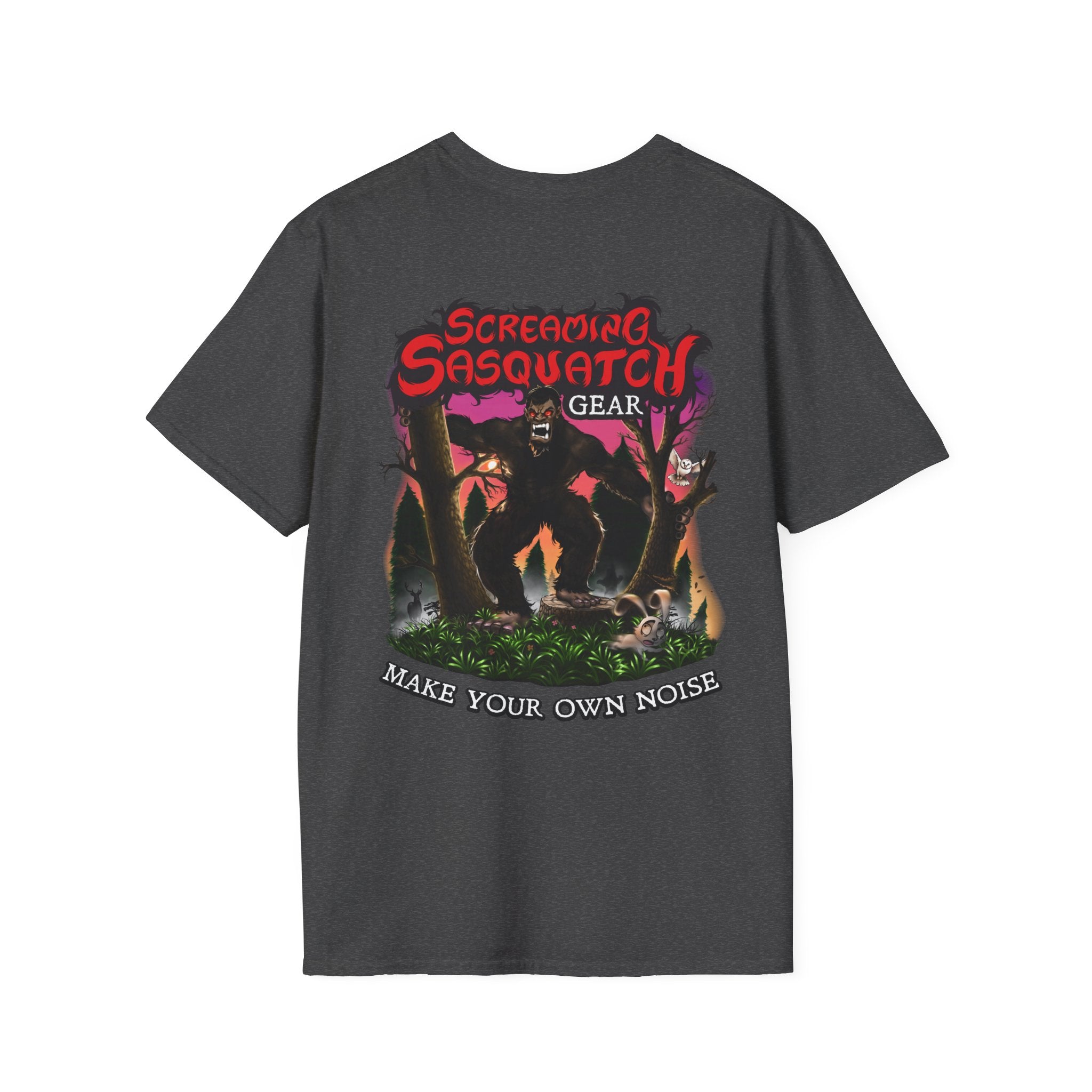 Screaming Sasquatch T-Shirt Make Your Own Noise Grey BAck