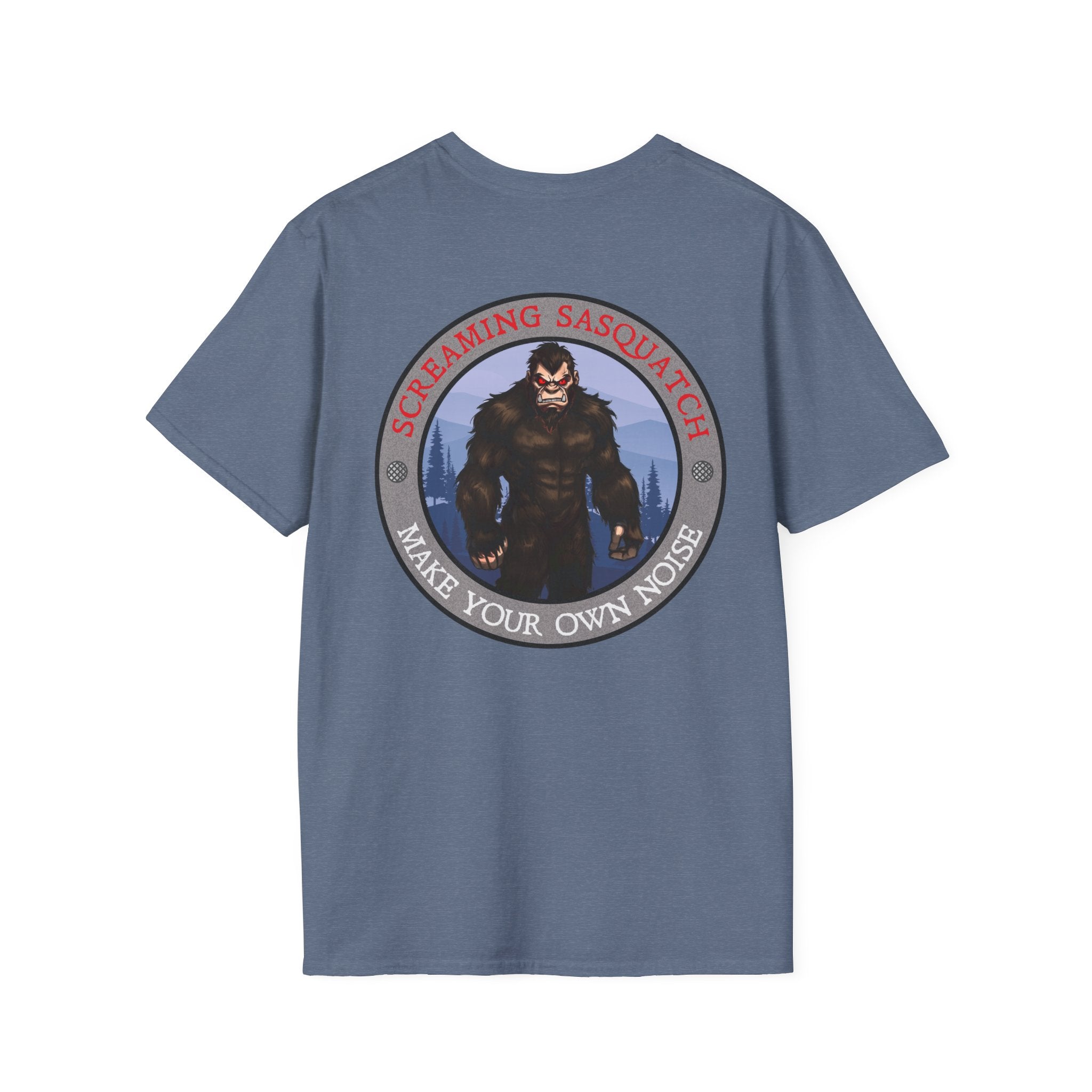Screaming Sasquatch T-Shirt Mountain Noise Blue Back