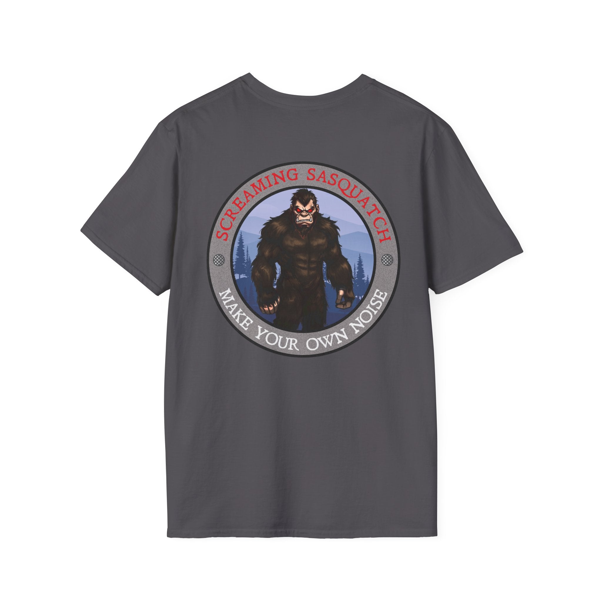 Screaming Sasquatch T-Shirt Mountain Noise Gray Back