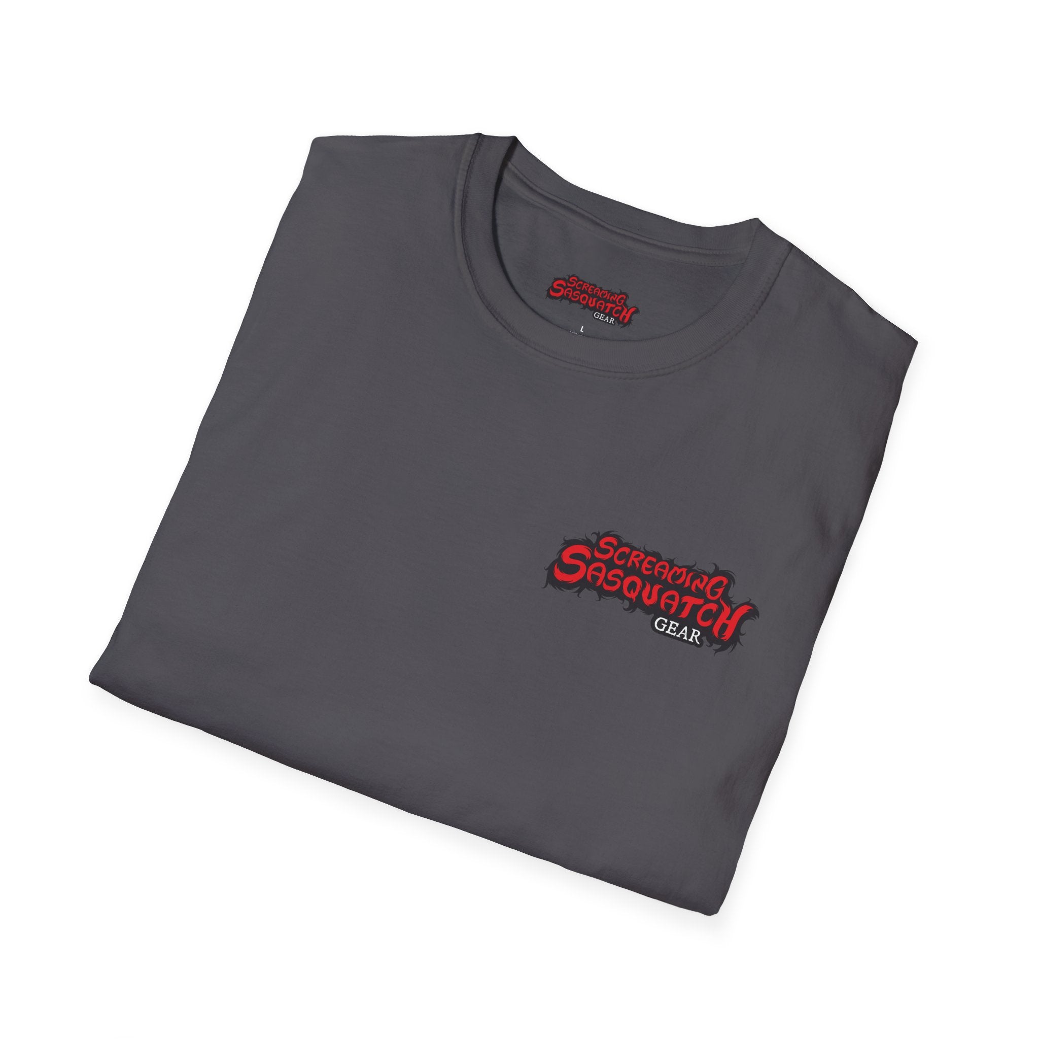 Screaming Sasquatch T-Shirt Mountain Noise Gray Folded