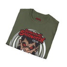 Screaming Sasquatch T-Shirt Swirling Mascot Olive Folded