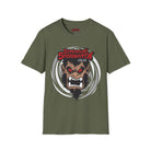 Screaming Sasquatch T-Shirt Swirling Mascot Olive Front