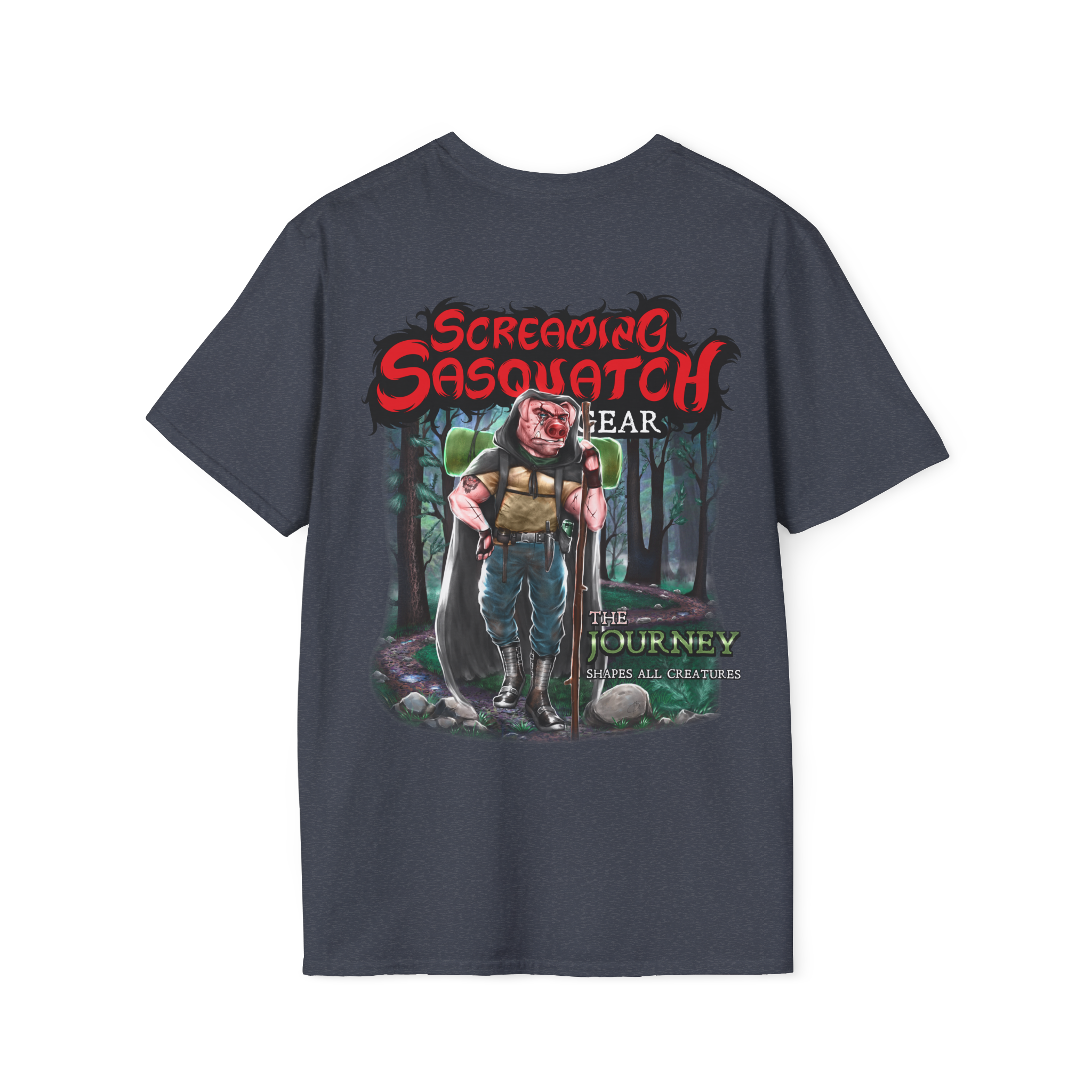 Screaming_Sasquatch_T-Shirt_The_Journey_Heather_Navy_Back