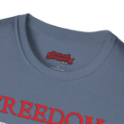 Screaming Sasquatch T-Shirt Freedom Heather Indigo Tag