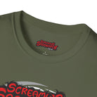 Screaming Sasquatch T-Shirt Swirling Mascot Olive Tag