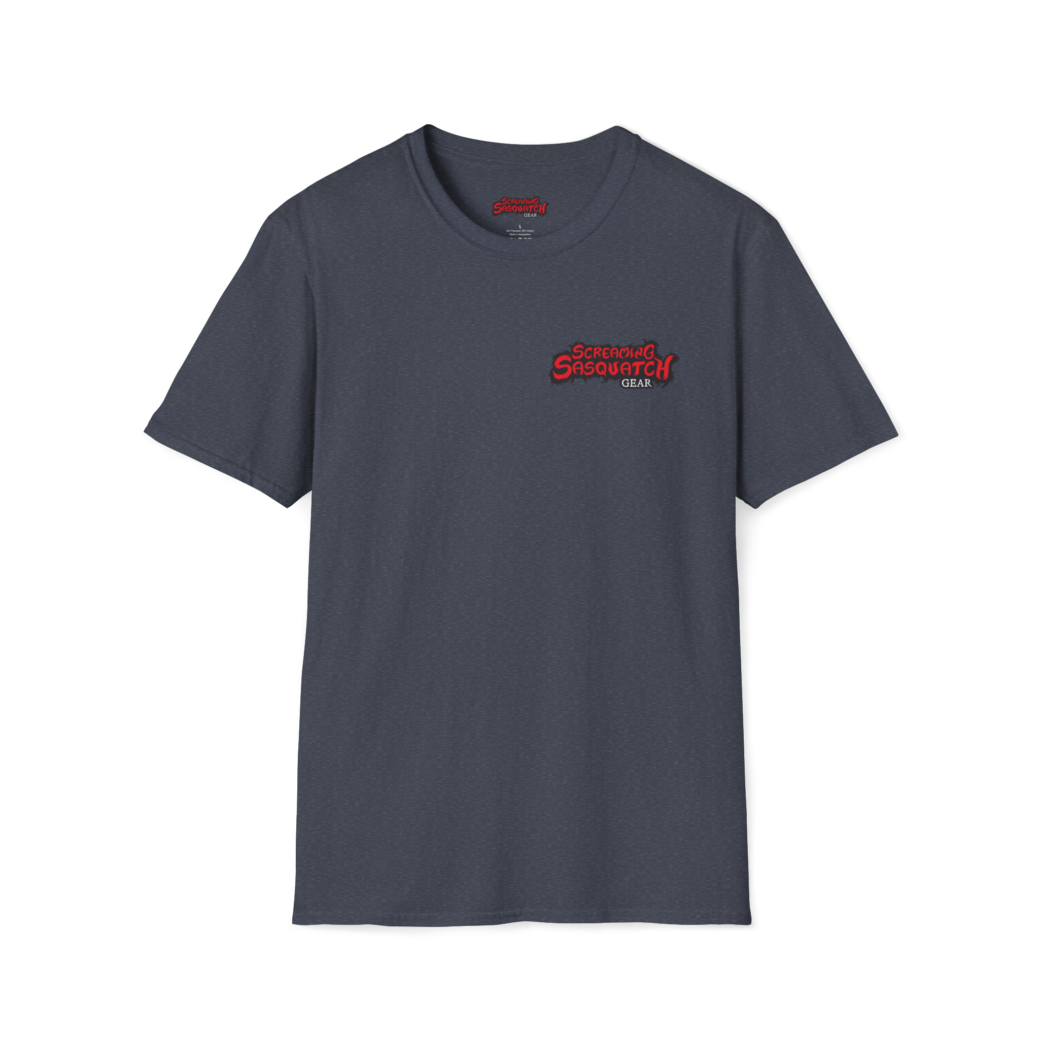 Screaming_Sasquatch_T-Shirt_The_Journey_Heather_Navy_Front